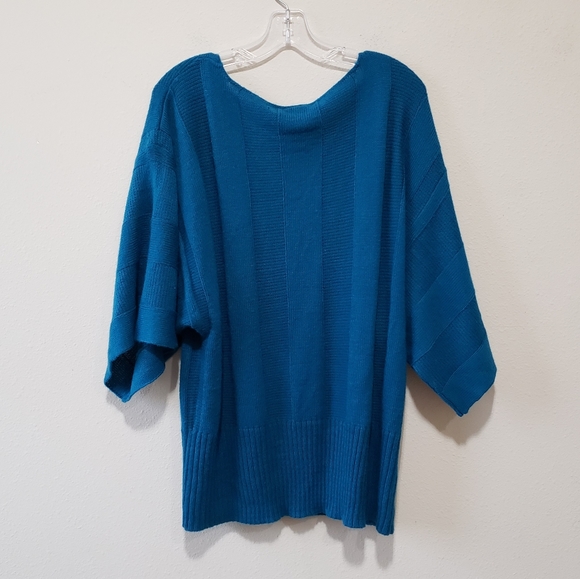 Just My Size Wide Sleeve Loose Knitwear Tunic Sweater in Venice Blue Women's 3X - Picture 4 of 10